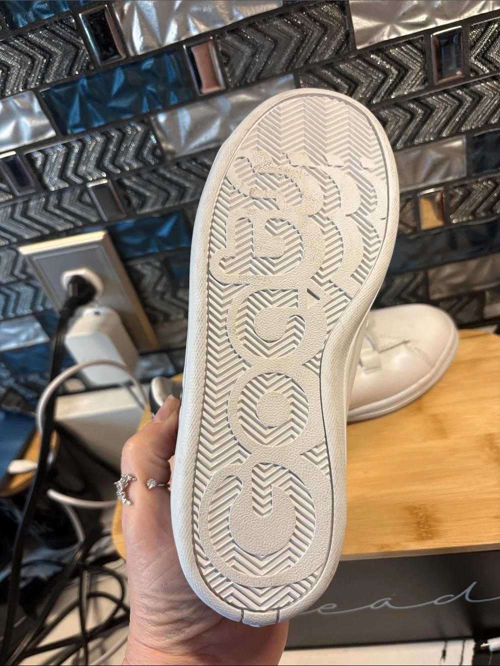 Kids White Sneakers with Black Logo Graphic